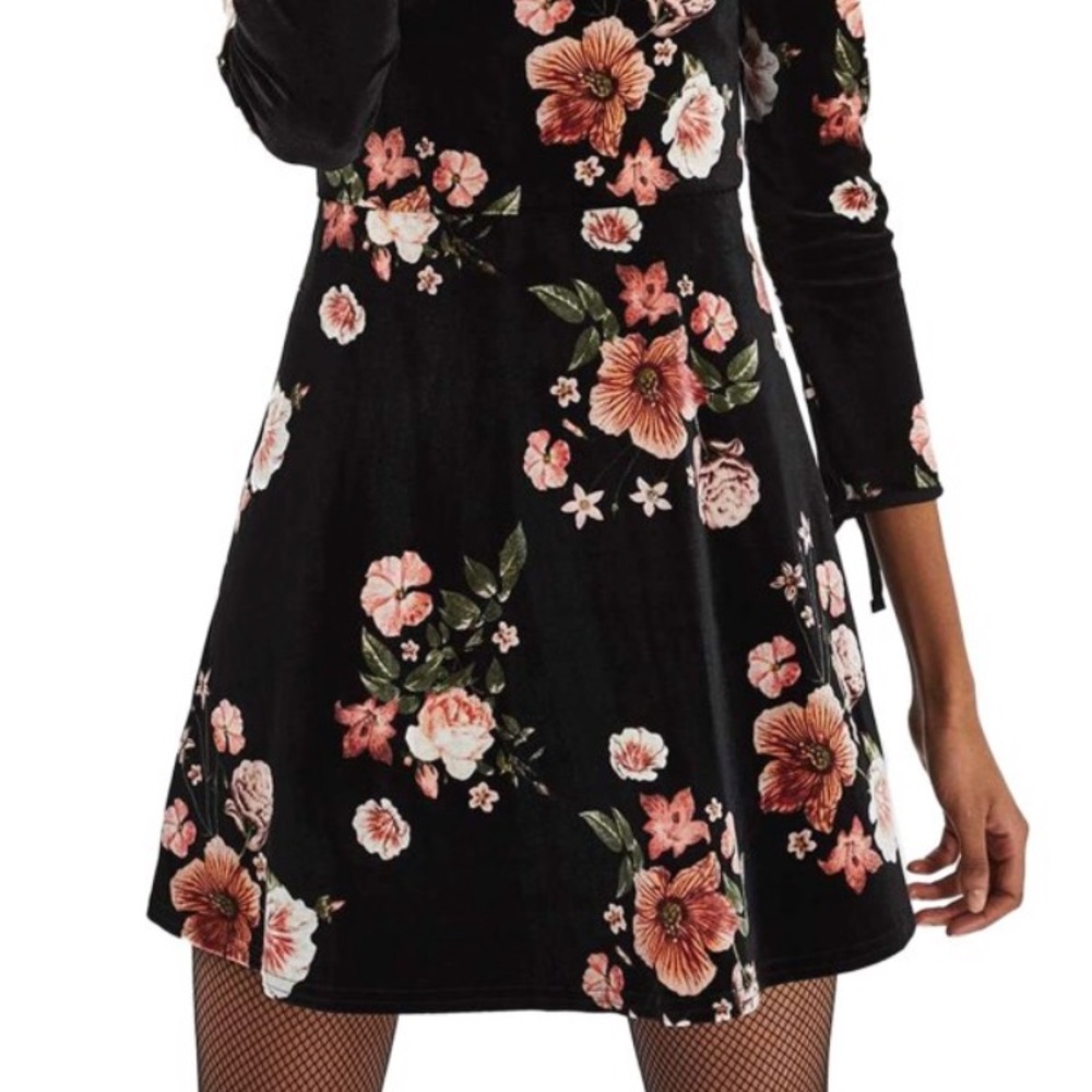 Topshop velvet floral dress